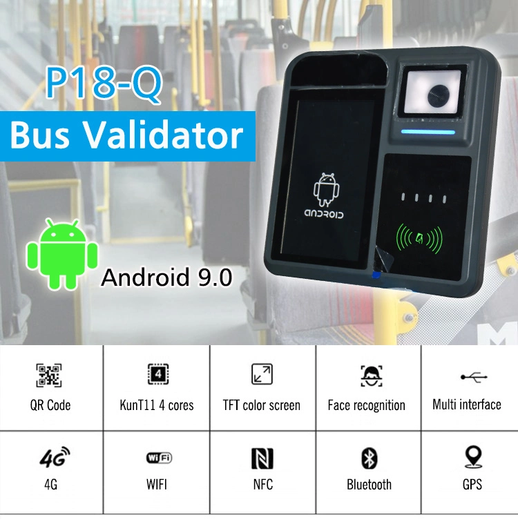 P18-Q Android 9.0 Bus Paymenterminal Designed for Fare Ticket Transportation Apllication Support Visa Master Card